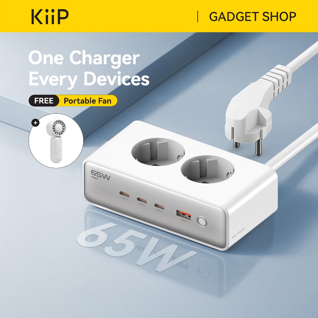 KiiP C20E Desktop Charger Fast Charging 65w Adaptor 6in1 Usb Type-c Power Station
