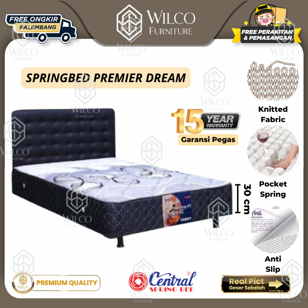 Kasur Multibed Premier Dream by Central Springbed Fullset Bianca PLG - Warna Coklat, 120x200