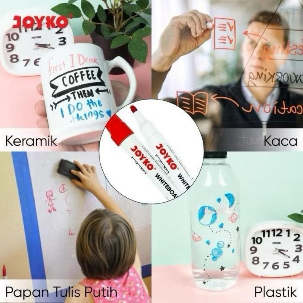 ( 1 PACK ) NEW Spidol Papan Tulis Dapat Dihapus Whiteboard  Marker JOYKO WM-60