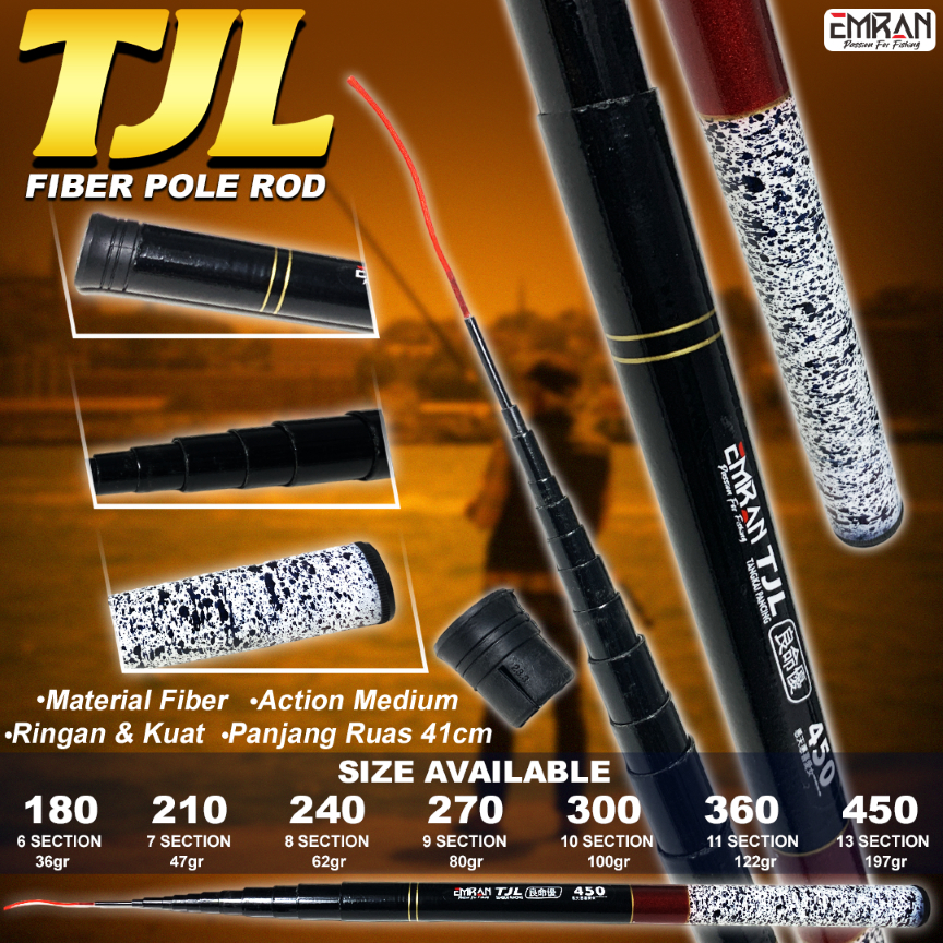 Joran Tegek EMRAN TJL & ORCA TJL Mentah Ruas Pendek 180 210 240 270 300 360 450 BISA COD GRATIS ONGK