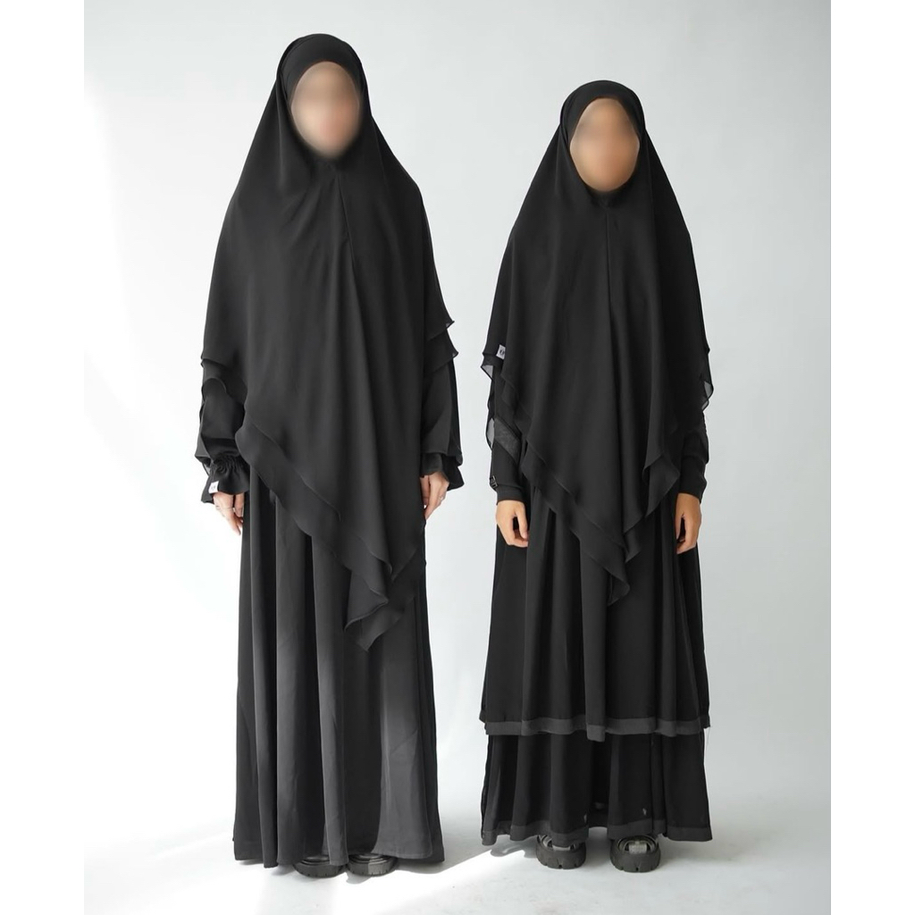 Ummaira Abaya Khimar Bandana Double Layer Size M-L Dapat Cadar