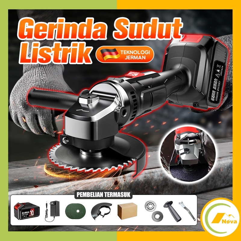 COD Gerinda Baterai Brushless 48v Mesin Gerinda Cordless Angle Grinder Tangan Multifungsi Untuk Poto