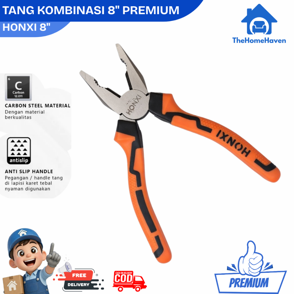 Tang Kombinasi 8 Inch HONXI - Heavy Duty Premium Baja Keras