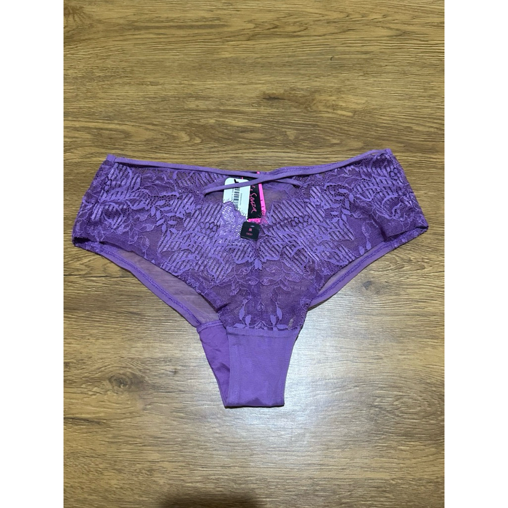 La senza Diva Cheeky Athena Lavender Crystal Panties LaSenza Sexy Purple Lace Cross Over String Pant