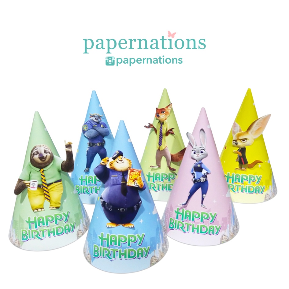 Party Hat Zootopia / Topi Ultah Zootopia / Topi Kerucut Zootopia / Birthday Hat Zootopia / Zootopia