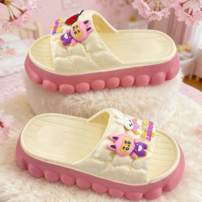 SepatuVibe  SANDALHappy Bear Sandal Wanita Dewasa Sandal Selop Lucu Tebal Lembut Alas Bantal Awan