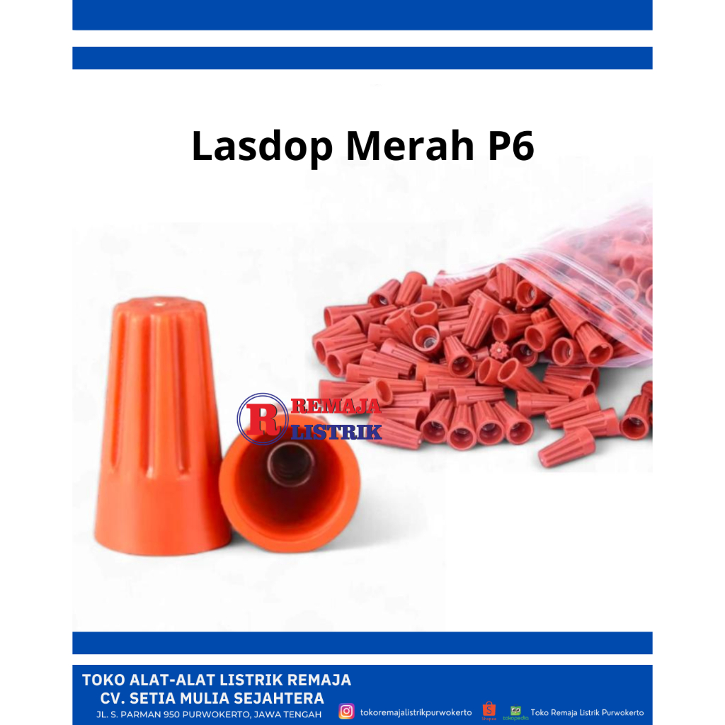 Lasdop Merah Konektor Kabel Wire 6 mm DV