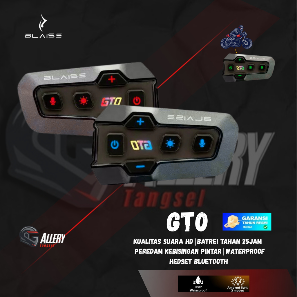 BLAISE GT0 Headset Helm Bluetooth Headset Mic Hard Mic dan Soft Mic Headset Bluetooth Helm Motor