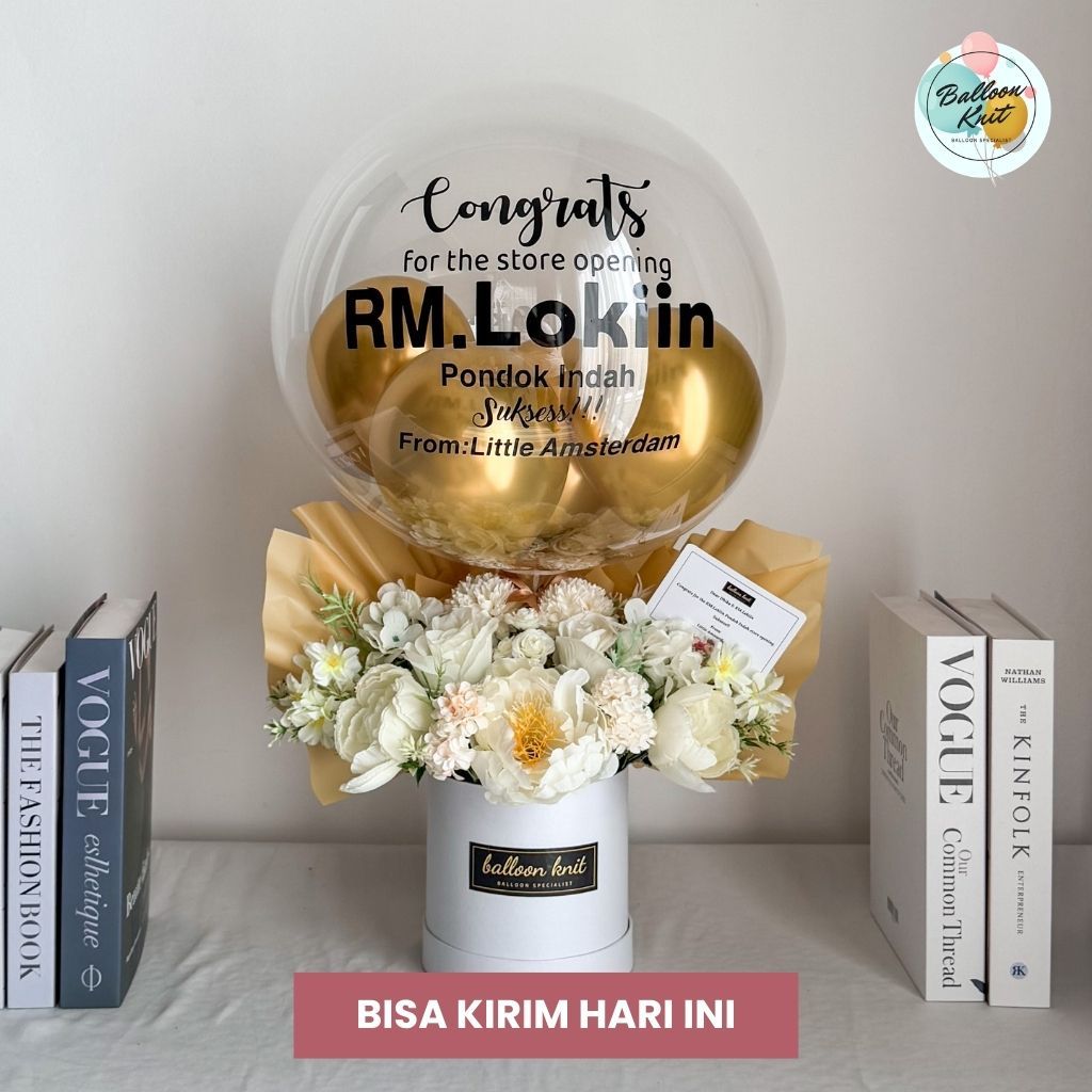 [READY INSTANT] Balon Bunga Buket Ucapan Size Medium - Hadiah Kado grand Opening Wisuda Ulang Tahun 