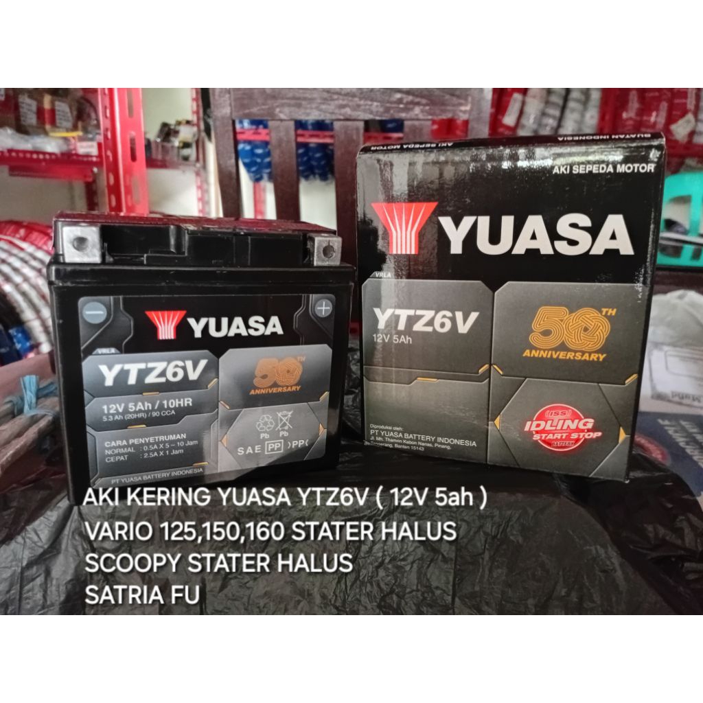 kirim instan aki kering yuasa YTZ6V, aki vario 125 150 160 stater halus