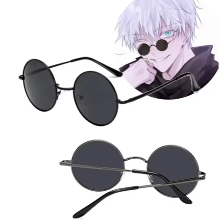 Gojo Satoru Anime Cosplay Sun Glasses Jujutsu Kaisen Cosplay Costume Halloween Metal Round Sunglasse