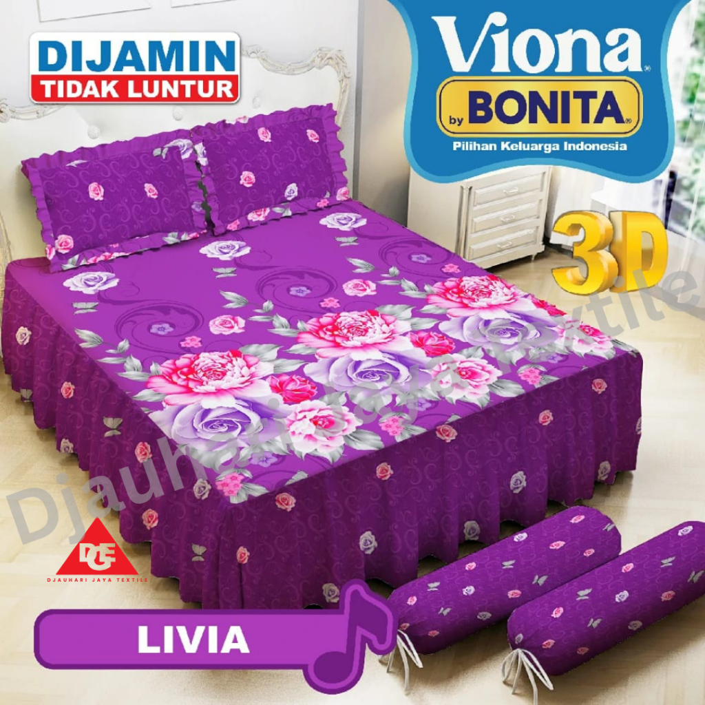 Sprei Viona By Bonita Rumbai  Ukuran 180x200 cm Motif Bunga Warna Ungu