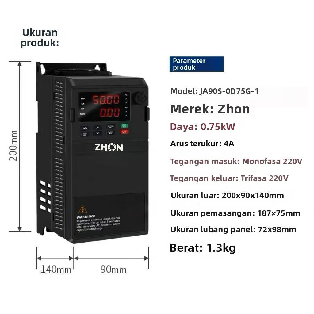 Inverter VFD ZHON 0.75KW / 1.5KW / 2.2KW / 4KW IN 220V-OUT 220V