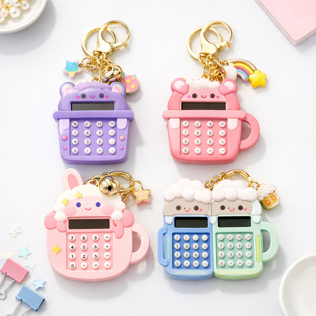 KALKULATOR GANTUNGAN TAS / KALKULATOR MINI DAN GANTUNGAN KUNCI KARAKTER 8DIGIT/KALKULATOR MINI ESTET