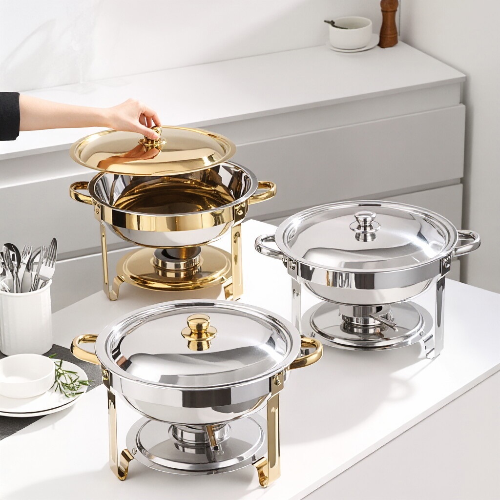 Rolltop bulat Prasmanan / chaving dish bulat / prasmanan bulat stainlees/prasmanan set stainless/tem