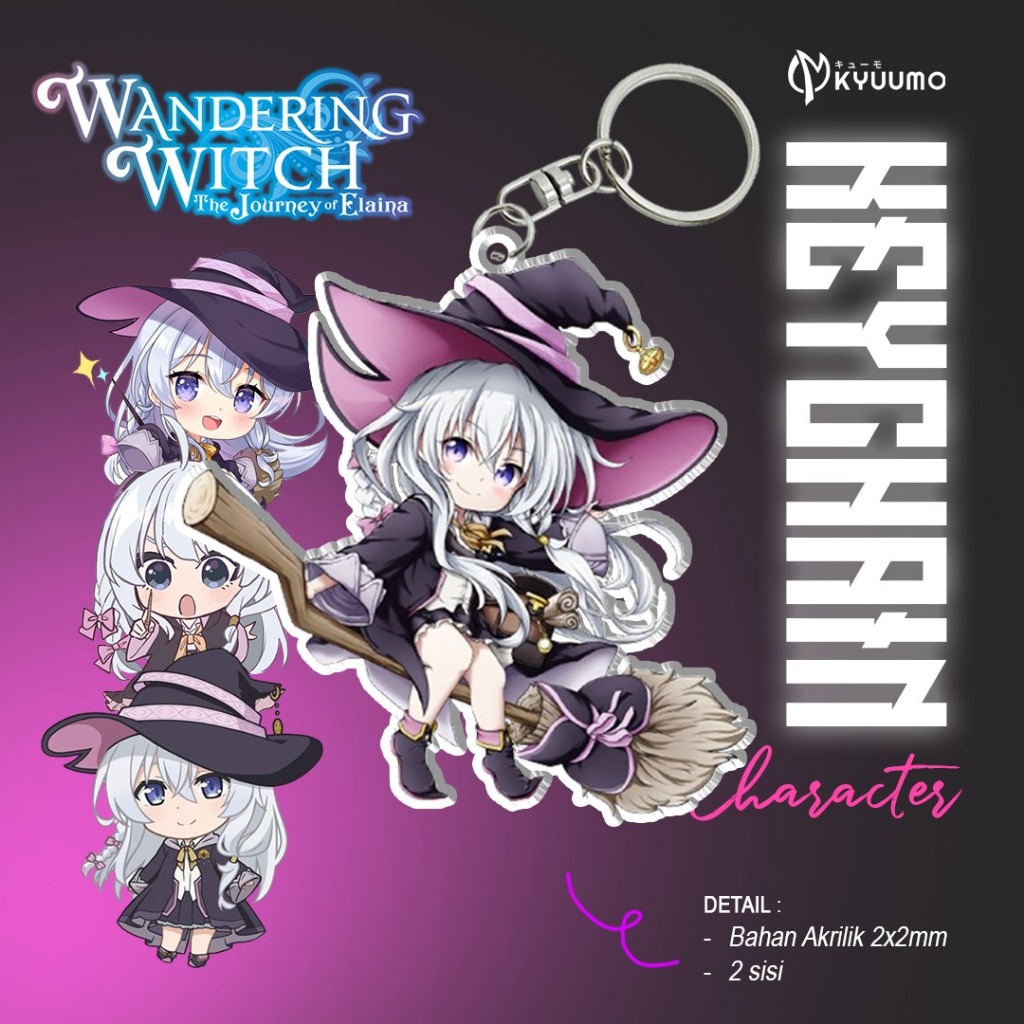 Gantungan Kunci Akrilik Karakter Anime The Journey of Elaina/Keychain Anime The Journey of Elaina