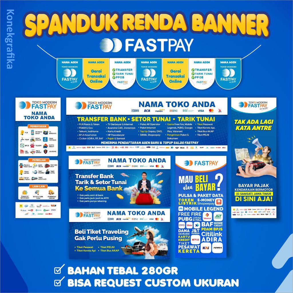 Spanduk Banner Baner Agen Fastpay Spanduk Banner Renda Fastpay Spanduk Konter Mini ATM Toko Pembayar