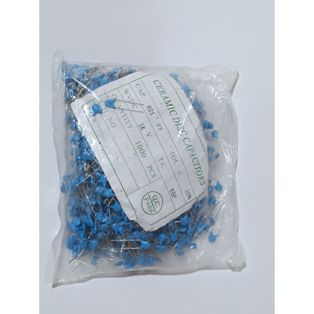 1000 pcs kapasitor keramik biru 821 1kv ceramic 820 pf 1 kv