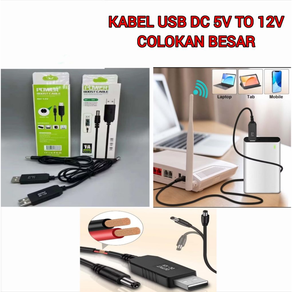 KABEL CONVERTER USB DC 5V TO 12V COLOKAN BESAR ORBIT MODEM DLL