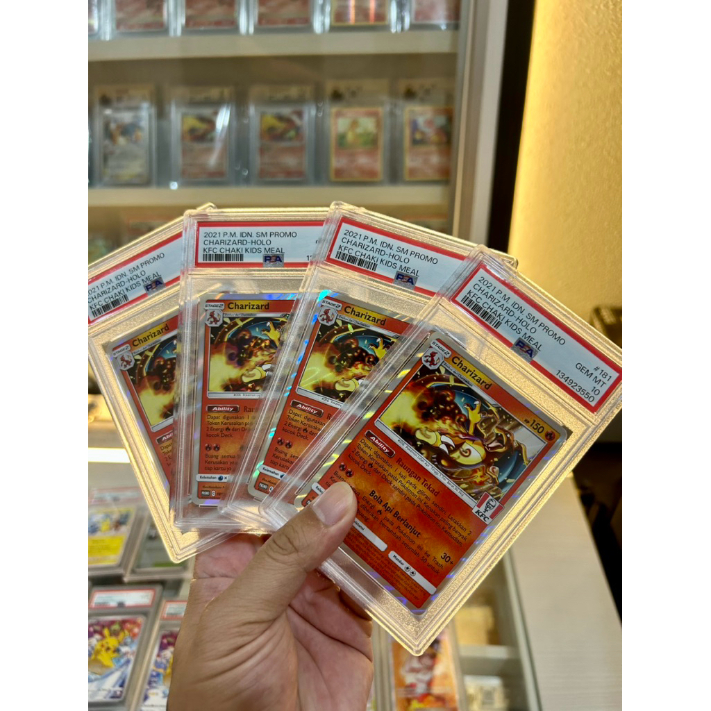 EMPAT buah Charizard Kfc 4 card SEQUENTIAL (urut) PSA graded Mint/ Gem Mint kartu POKEMON tcg card s