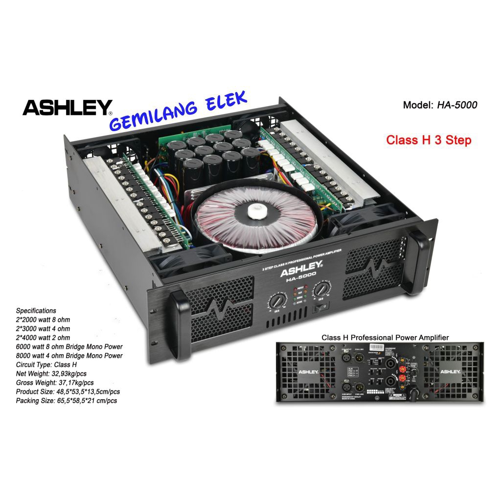 Power Amplifier ASHLEY HA5000 Class H Original HA 5000