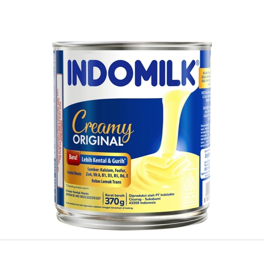 (instant saja) INDOMILK Krimer Kental Manis Putih creamy baru 370 g kaleng
