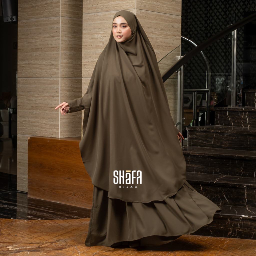SHAFA HIJAB - MEDINA Set Gamis Abaya French Khimar Anti UV Outfit Syari Umrah Haji Wudhu Friendly