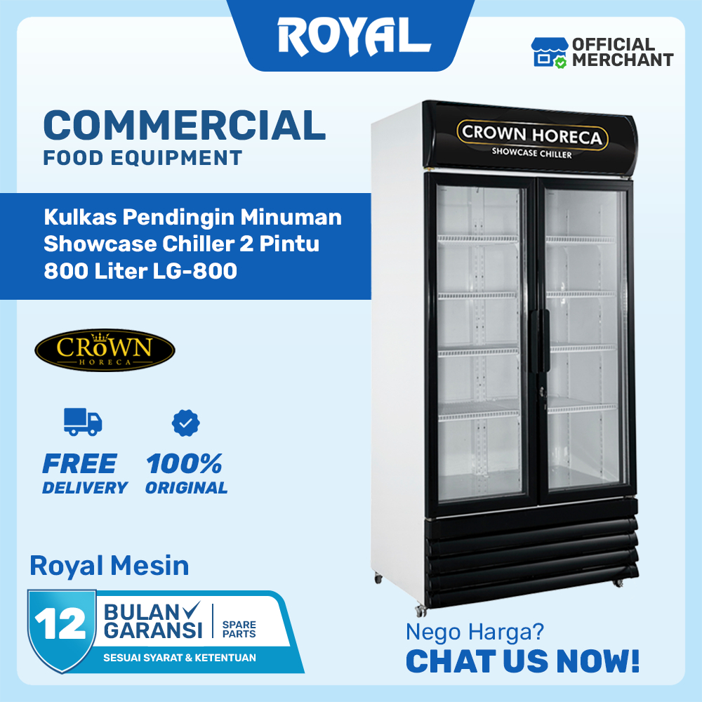 Showcase Chiller CROWN LG-800 Kulkas Minuman 2 Pintu 800 Liter
