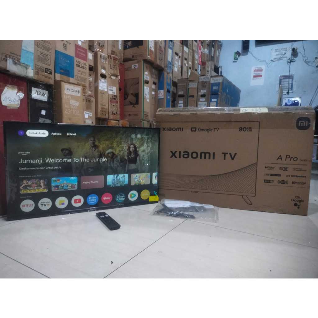 TV LED XIAOMI 32 IN HD GOOGLE TV YOUTUBE DIGITAL TV KONDISI BEKAS PEMAKAIAN 7358F