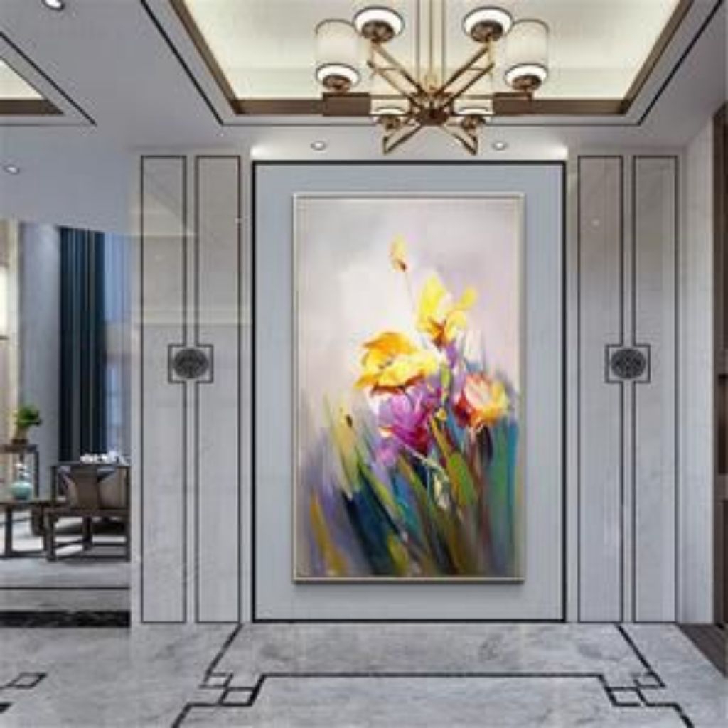 Lukisan dinding minimalis modern bunga untuk hiasan dinding rumah