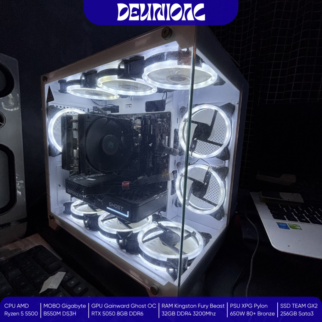 PC RAKITAN GAMING/EDITING AMD RYZEN 5 5500 + RTX 5050 8GB DDR6 MOBO GIGABYTE B550M DS3H RAM KINGSTON