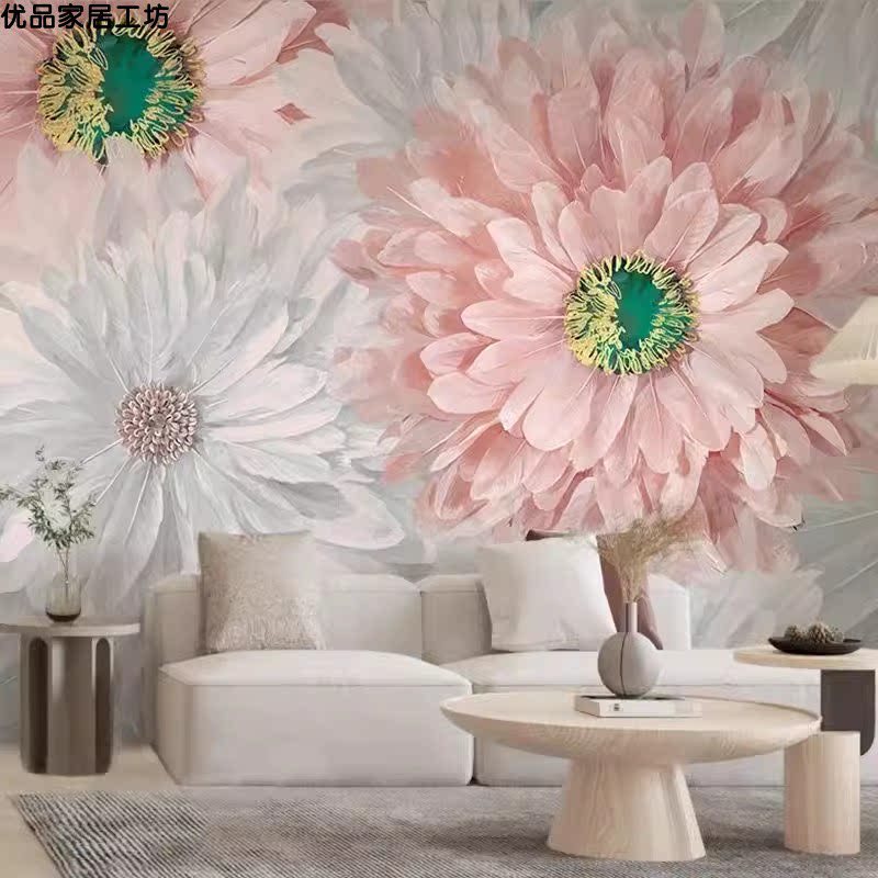 Modern besar bunga dinding kain TV latar belakang dinding lukisan ruang tamu sofa kamar tidur dindin