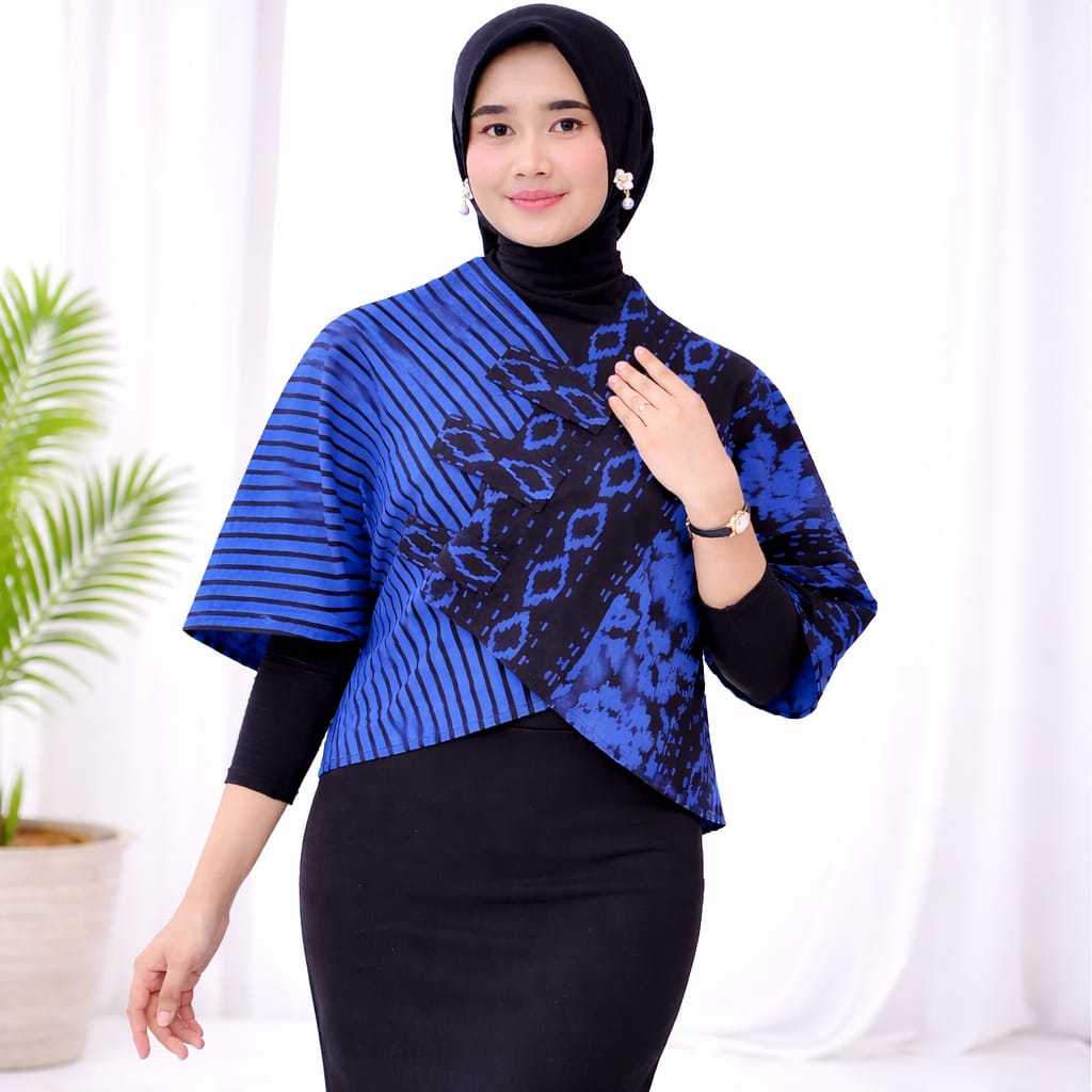 Crop Top Batik Wanita Modern Kekinian | Atasan Batik Lurik Kombinasi Premium | Blouse Batik Casual E