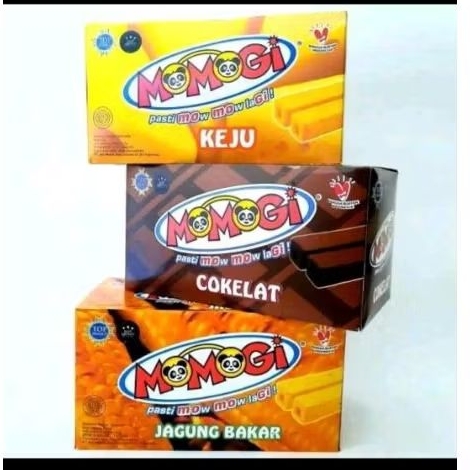 3 box (60 pcs) Momogi rasa keju coklat jagung bakar - kemasan 500 an- Jajan kesukaan anak-anak