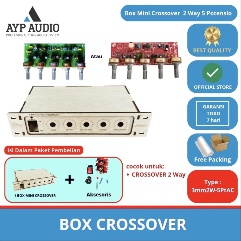 Box Mini Crossover 2 Way Plus Asesoris cocok untuk miniaturan Amplifier