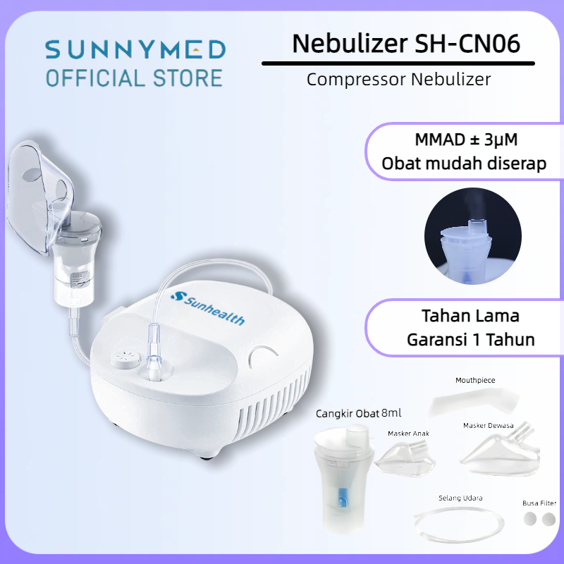 Sunhealth Compressor Nebulizer SH-CN06 Nebulizer Bayi dan Anak Alat Uap Terbaru + Masker Anak Dan De
