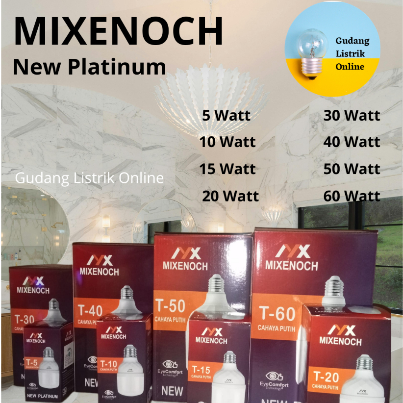 Mixenoch Lampu Led T Bulb Bodi Jumbo Hannochs Philip Tersedia 5 10 15 20 30 40 50 60 Watt Cahaya Put