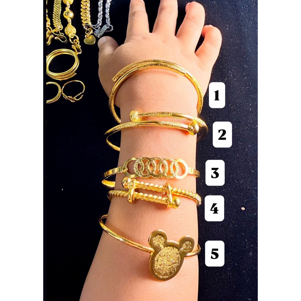 gelang bangle anak crum asli premium Lapis Emas 24krt Crum Emas Muda 14gram gelang Cewek Replika Pre