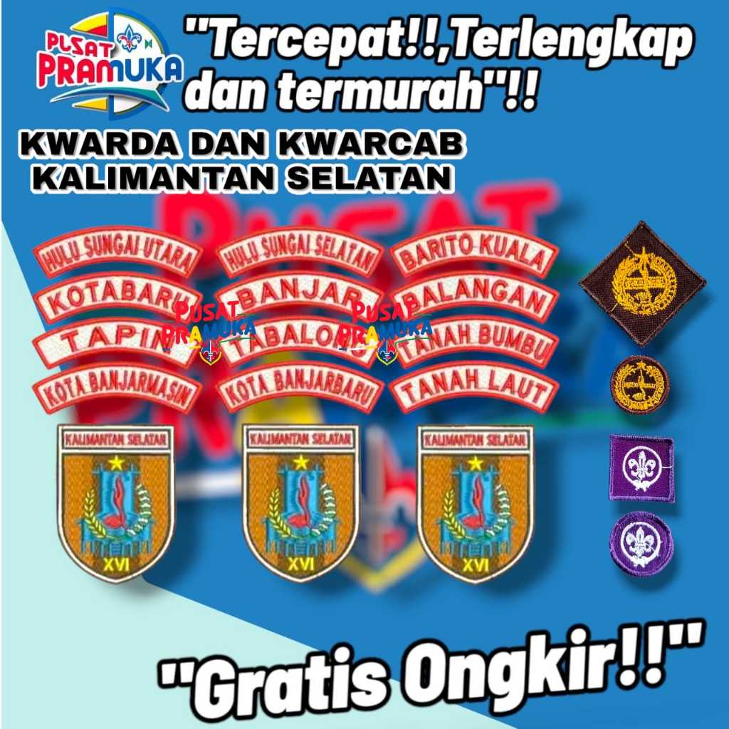 Logo Kwarda Kwarcab Pramuka Kalimantan Selatan Bordir | Atribut Resmi Pramuka