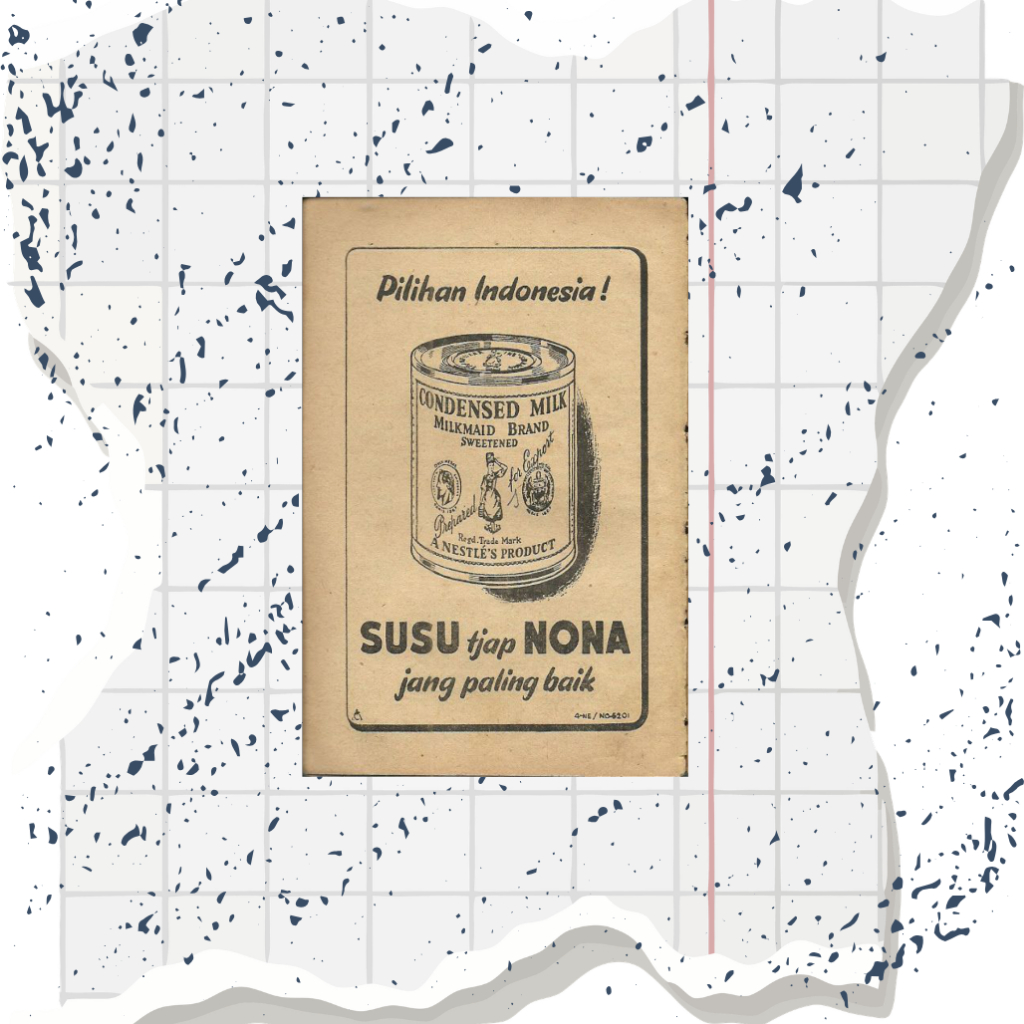 -Wall Art Iklan Jadul Indonesia "Susu Tjapi Nona" Poster Vintage Susu Kental Manis Cap Nona Asli