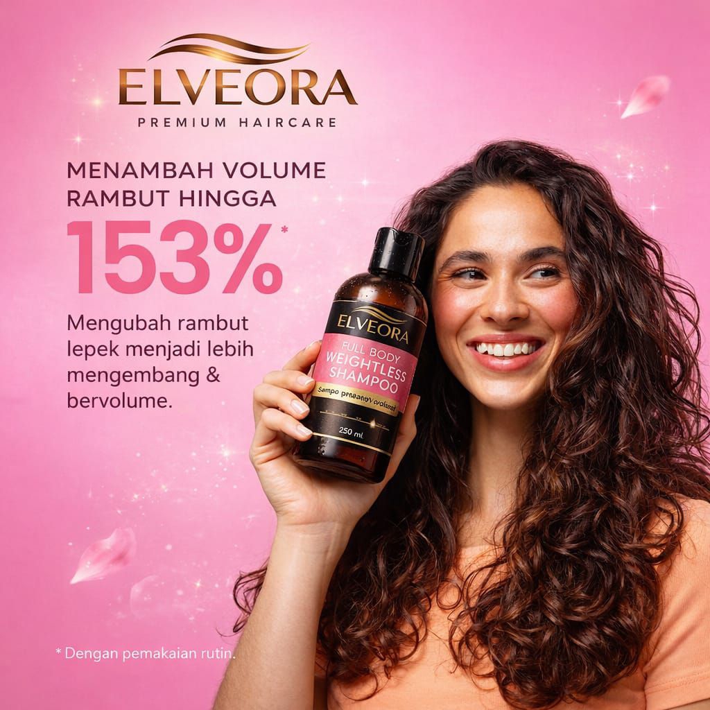 Elveora Sampo Anti Rontok & Penumbuh Rambut Cepat Panjang – Shampoo Rambut Tipis, Lepek & Ketombe