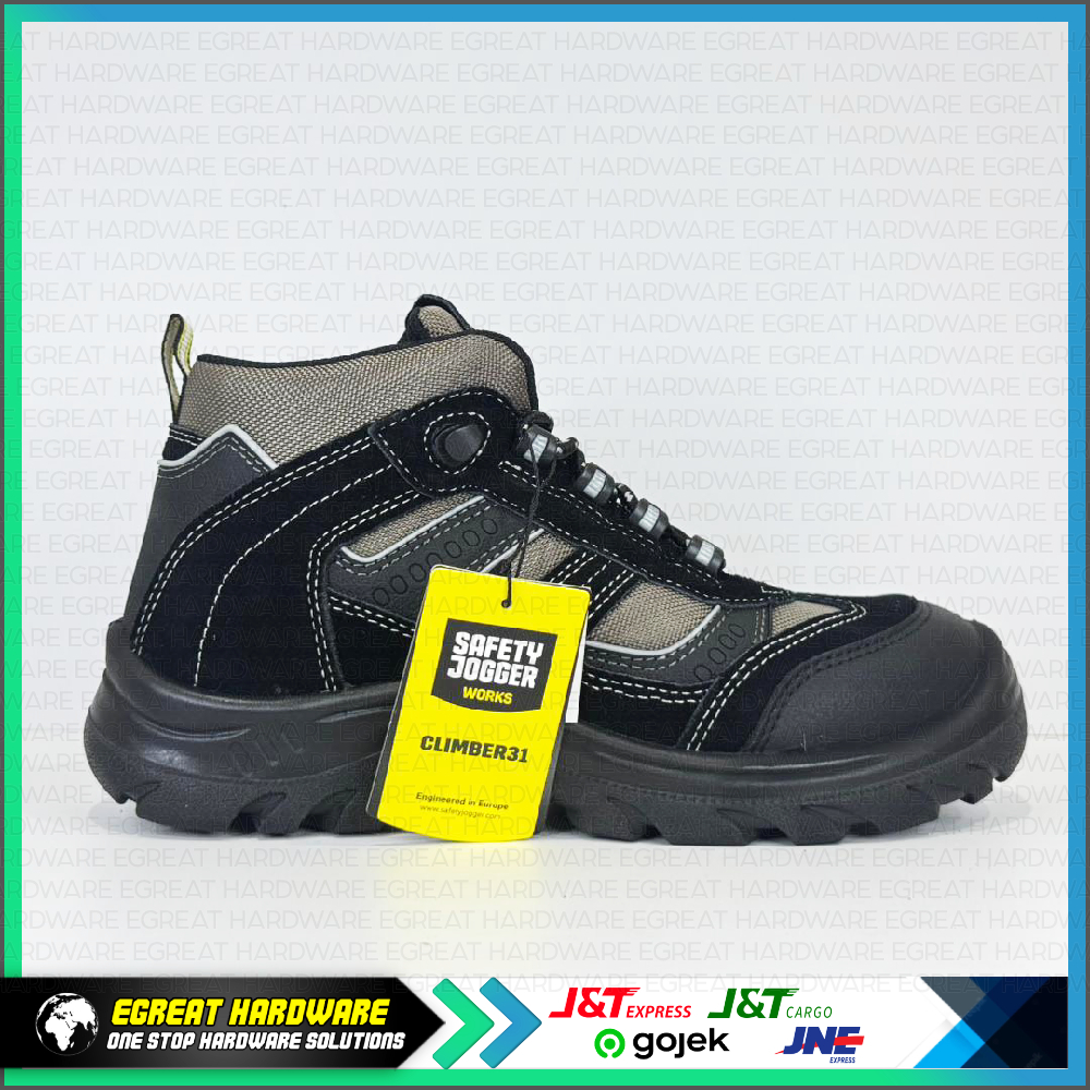 (BARANG READY / BUKAN PO) SAFETY SHOES; MID CUT, COMPOSITE; CLIMBER31 S3, BLACK; SAFETY JOGGER