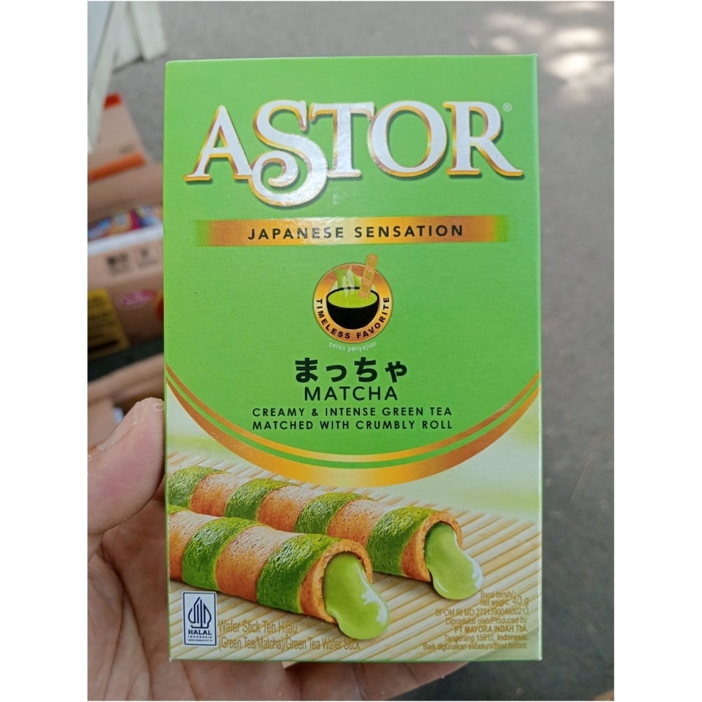 Astor Matcha Japanese Sensation 40g | Wafer Roll Isi Krim Matcha Green Tea | Snack Premium Halal