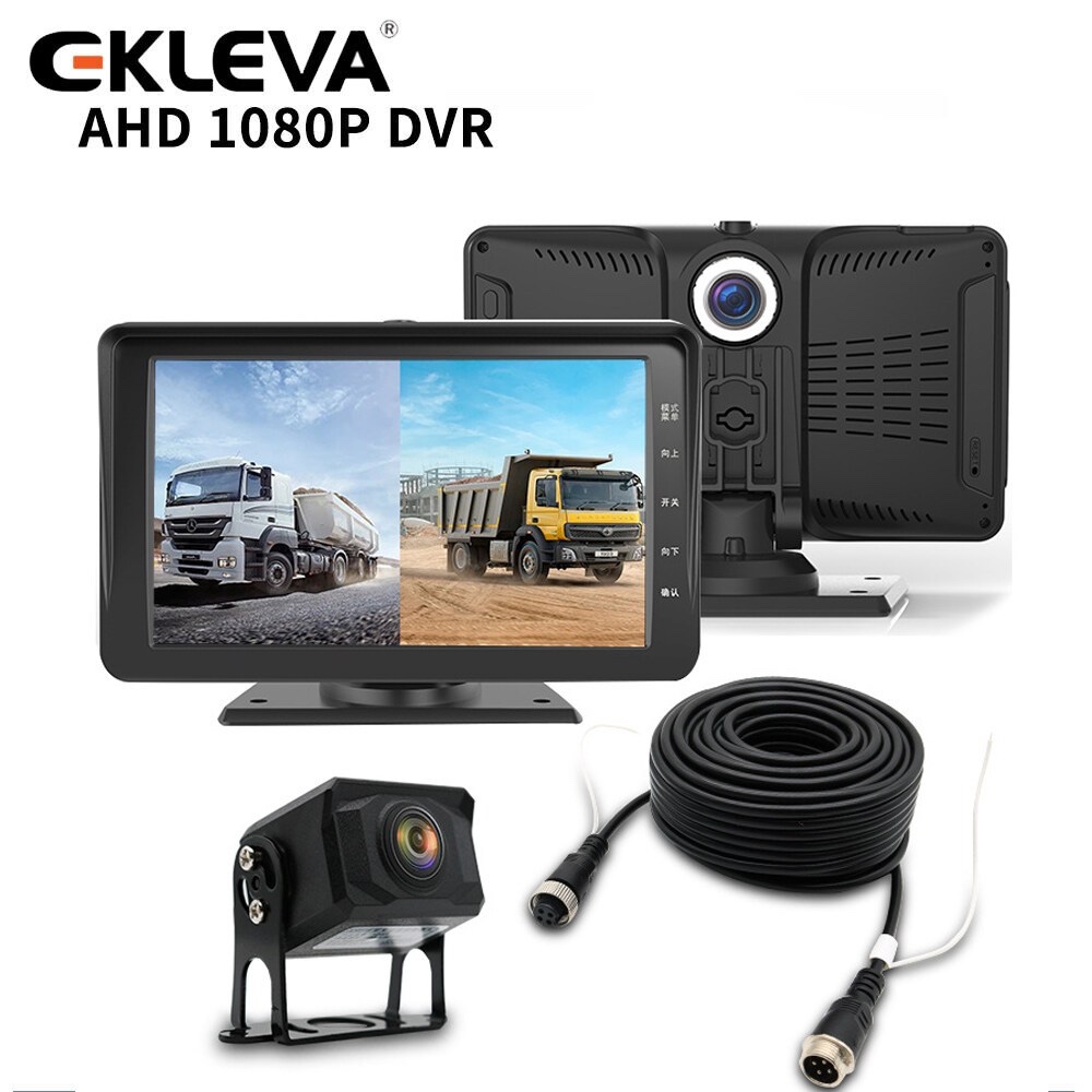 EKLEVA Dashcam Mobil Truk 7 Inch AHD 1080P Dual Kamera Night Vision Monitor Parkir 24 Jam Deteksi Ge