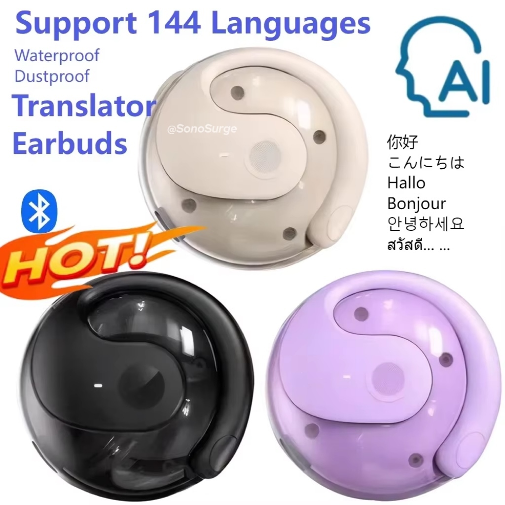 Ready Stock AI Translation Earphone Intelligent Simultaneous Interpreter Real-Time Voice Translator 