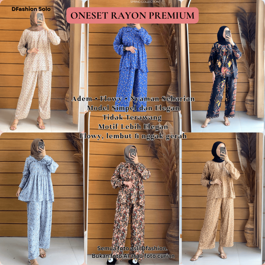 Setelan rayon wanita Setelan panjang Oneset rayon wanita Setelan panjang wanita Oneset panjang Setel