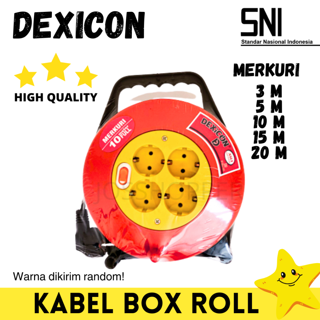 DEXICON Kabel Roll 5 M 10 M 20 METER SNI Tembaga 4 Lubang Saklar Lampu Indikator Stop Kontak