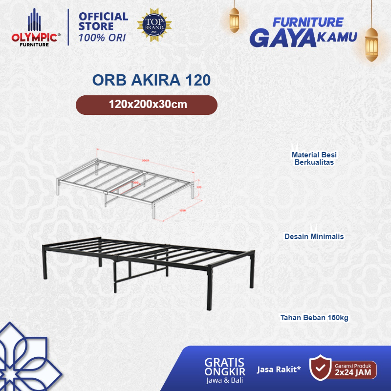 Olympic Ranjang Besi / Divan Rangka Besi / ORB AKIRA (Tanpa Headboard)