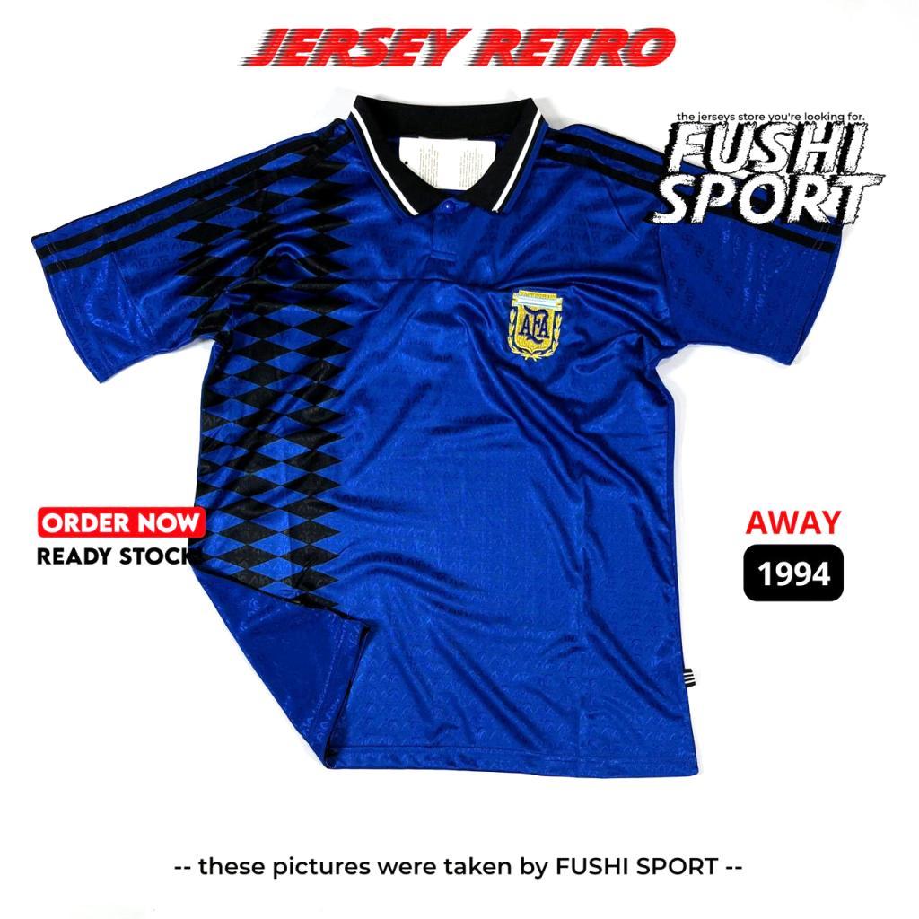 RETRO | Jersey Baju Bola Argentina Away World Cup Piala Dunia 1994