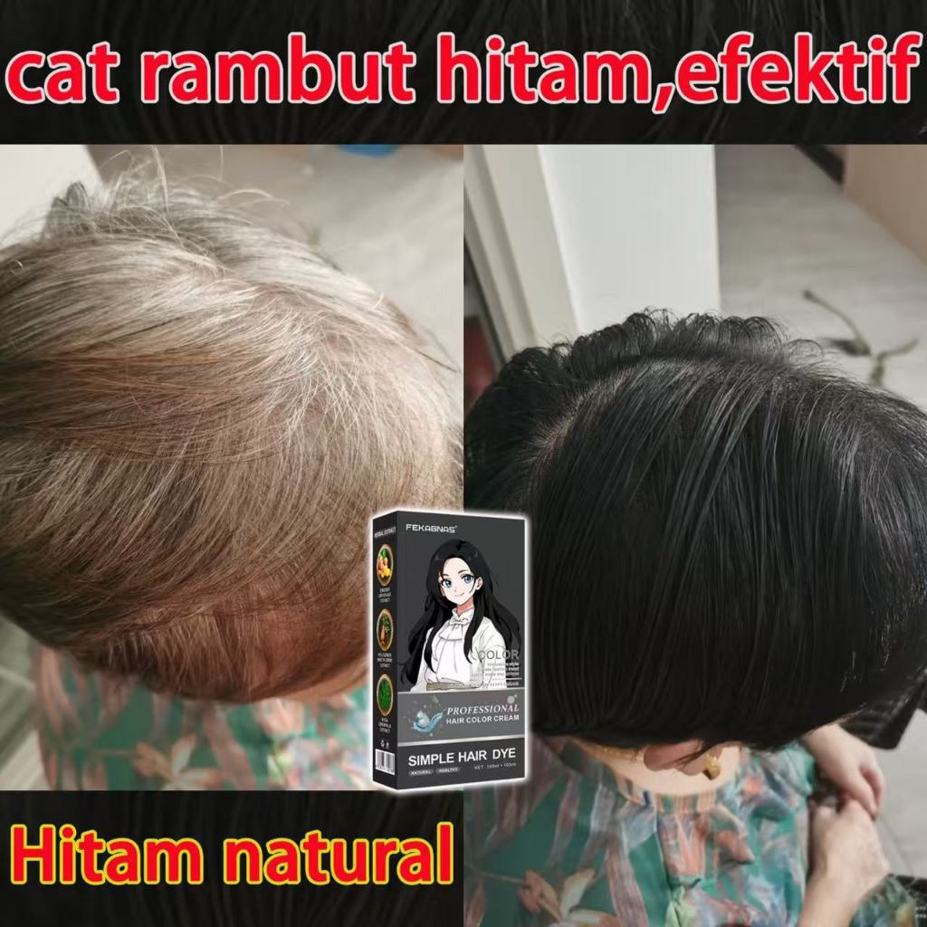 [Cocok untuk lansia]FAKEGNAS Cat rambut hitam natural 200ML,Cocok semua rambut,mudah mewarnai rambut